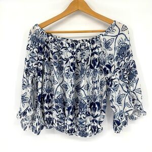 Coco + Jaimeson Women’s Blouse Small Off‎ shoulder Beachy Flowy Coastal Relaxed